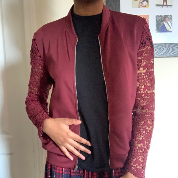 Floral Sleeved Bomber Jacket - Picture 1 of 4